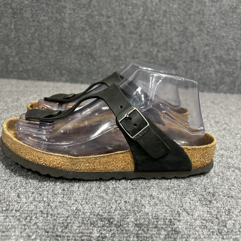 Birkenstock Gizeh Black Birko-Flor Thong Sandals Leather Womens Size 6-6.5 EU 37
